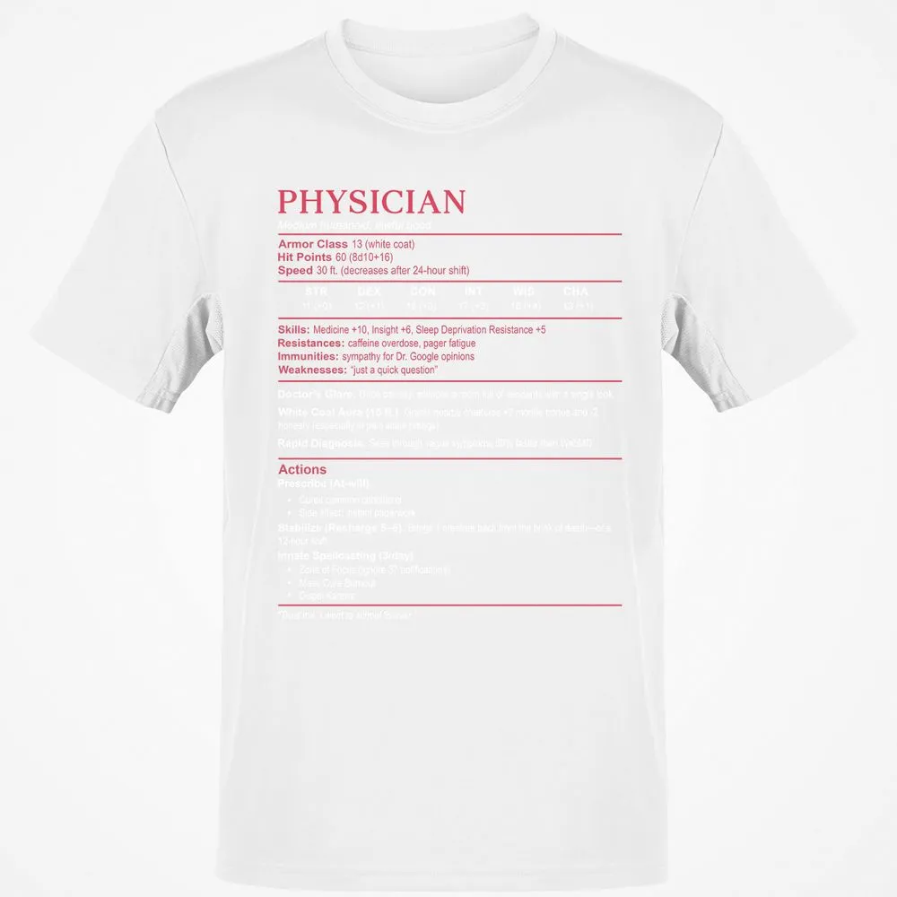 Physician Stats Classic Unisex T-Shirt - White - 12