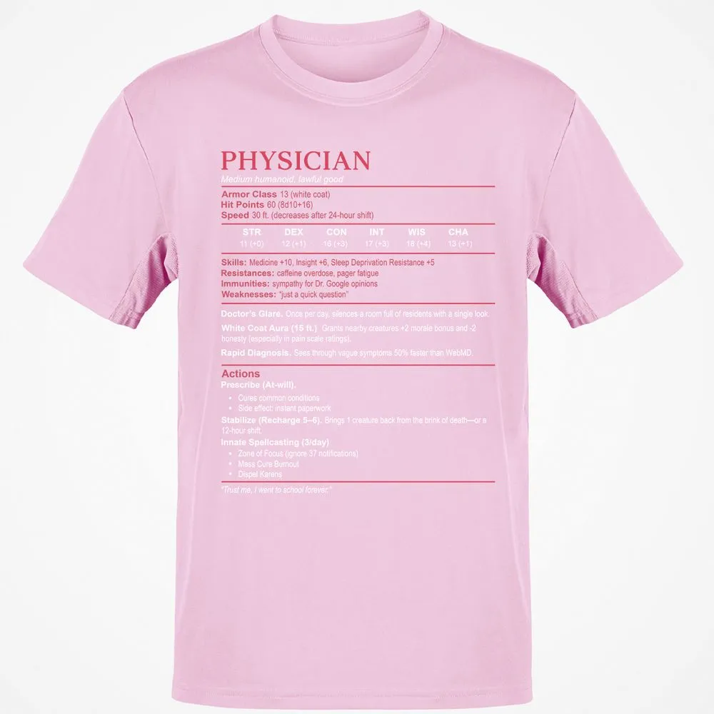 Physician Stats Classic Unisex T-Shirt - Light Pink - 5