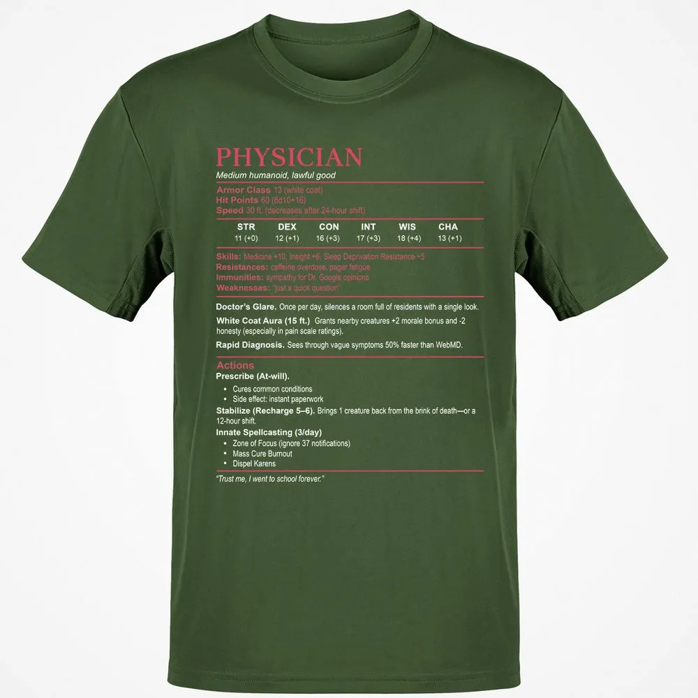 Physician Stats Classic Unisex T-Shirt - Military Green - 6