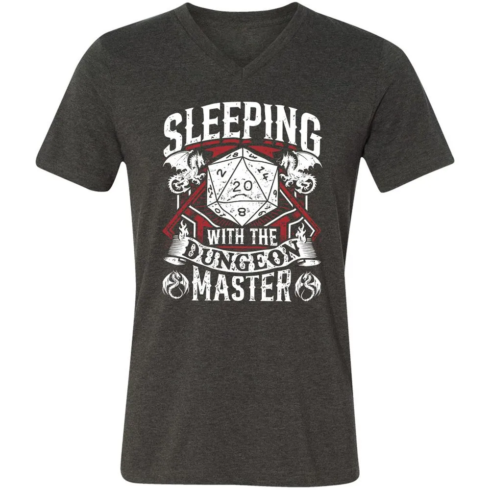 Sleeping With The DM Unisex V-Neck T-Shirt - Dark Grey Heather - 8