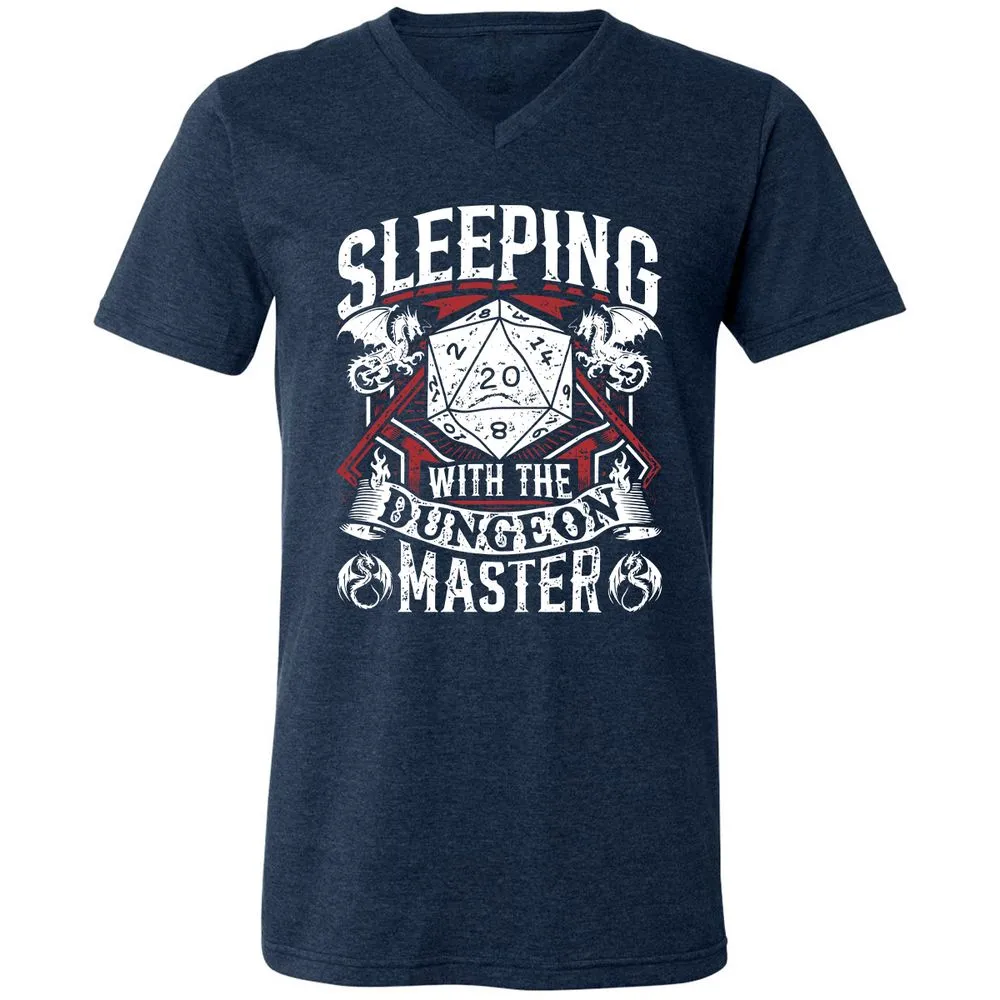 Sleeping With The DM Unisex V-Neck T-Shirt - Heather Navy - 15
