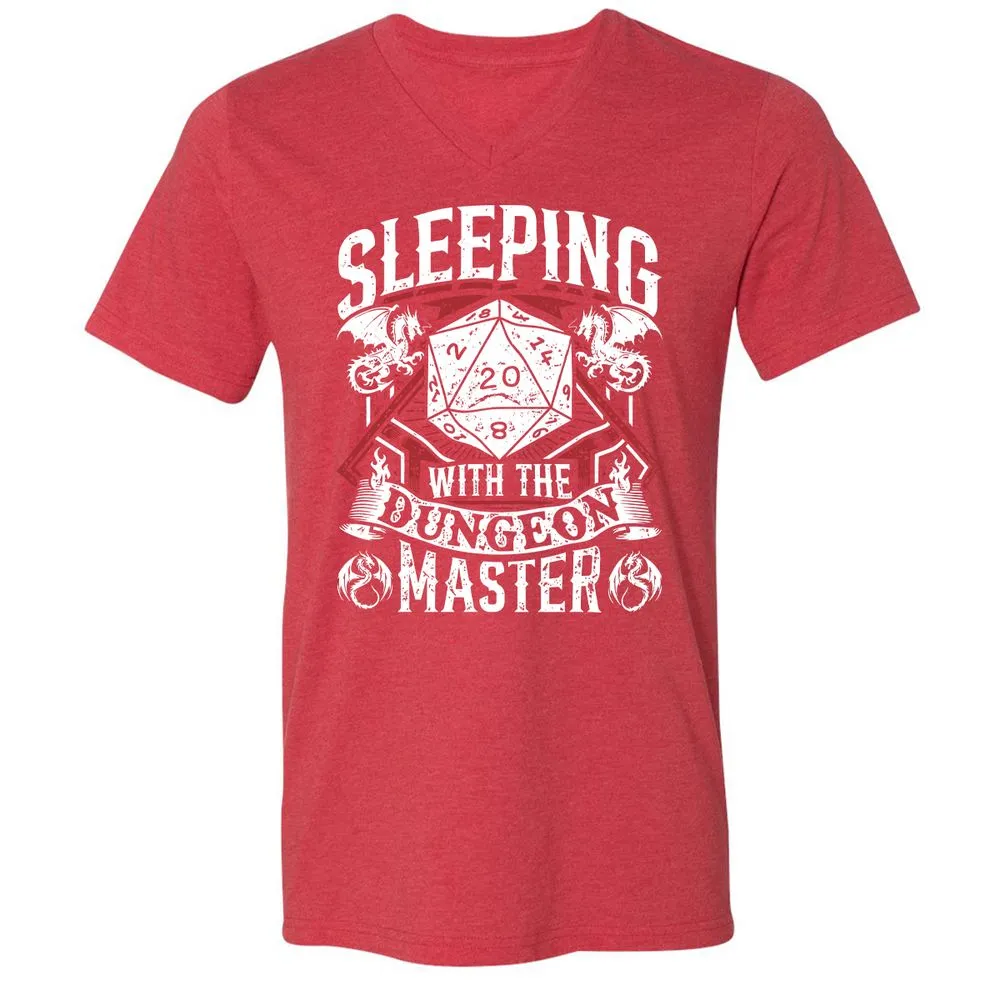 Sleeping With The DM Unisex V-Neck T-Shirt - Heather Red - 16