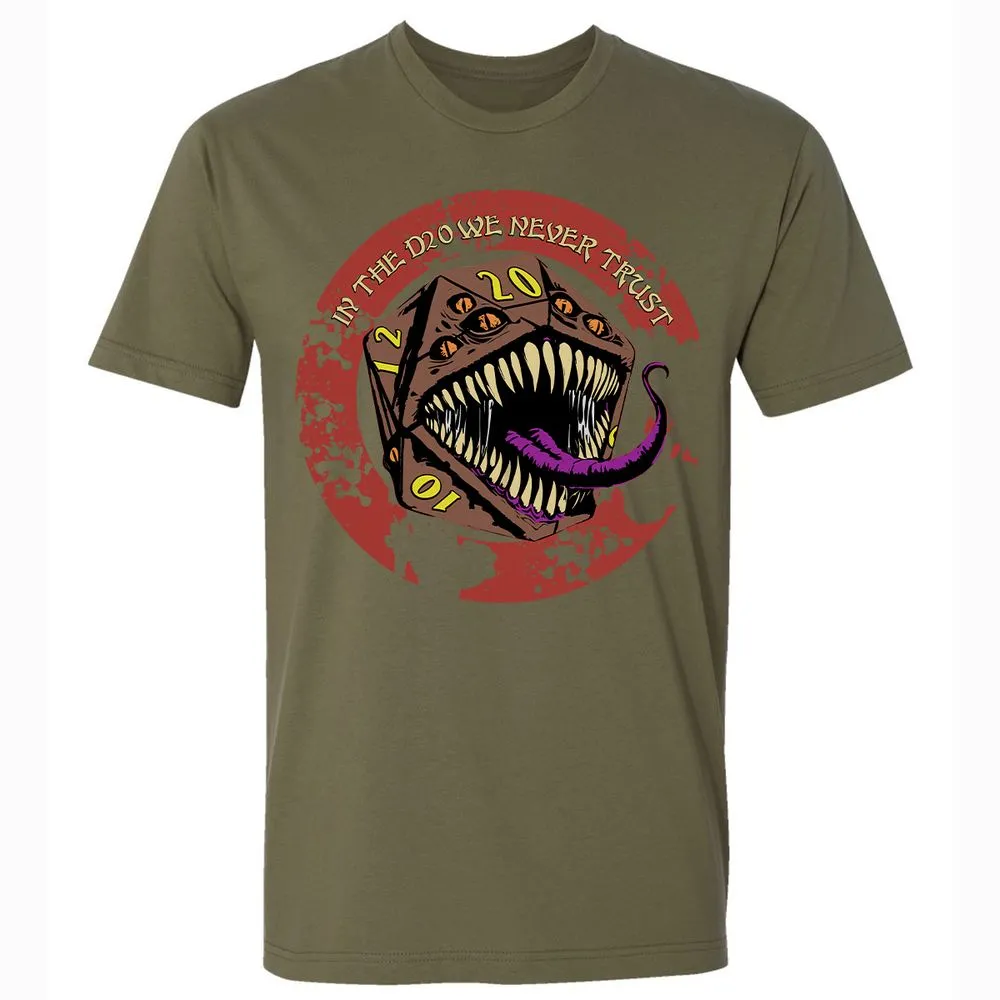 In The D20 We Never Trust Premium Unisex T-Shirt - Military Green - 5