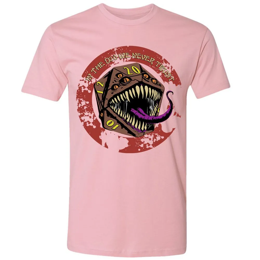 In The D20 We Never Trust Premium Unisex T-Shirt - Light Pink - 3