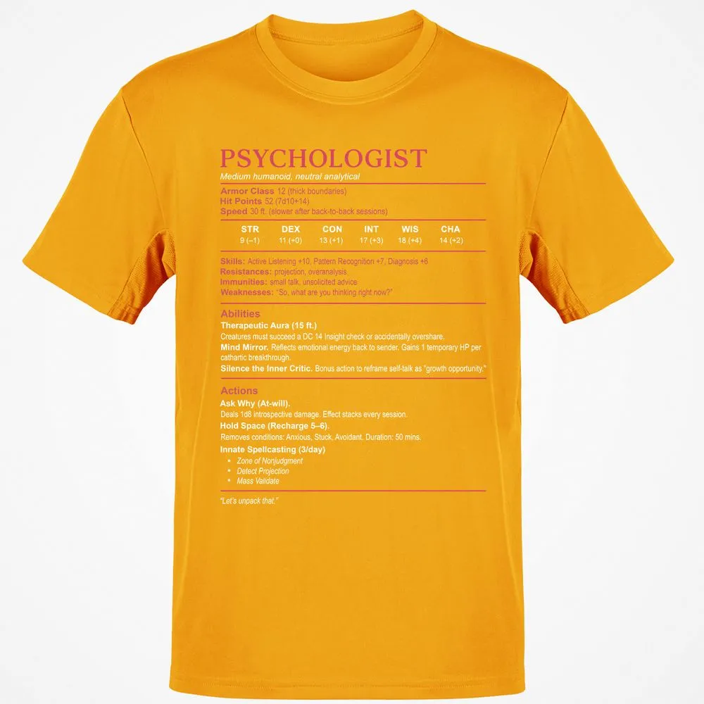 Psychologist Stats Classic Unisex T-Shirt - Gold - 4
