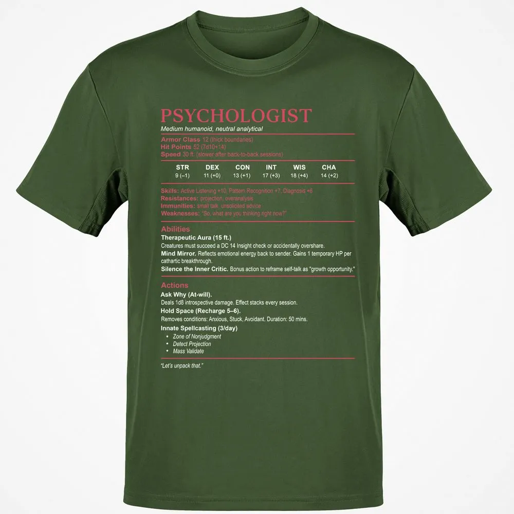 Psychologist Stats Classic Unisex T-Shirt - Military Green - 6