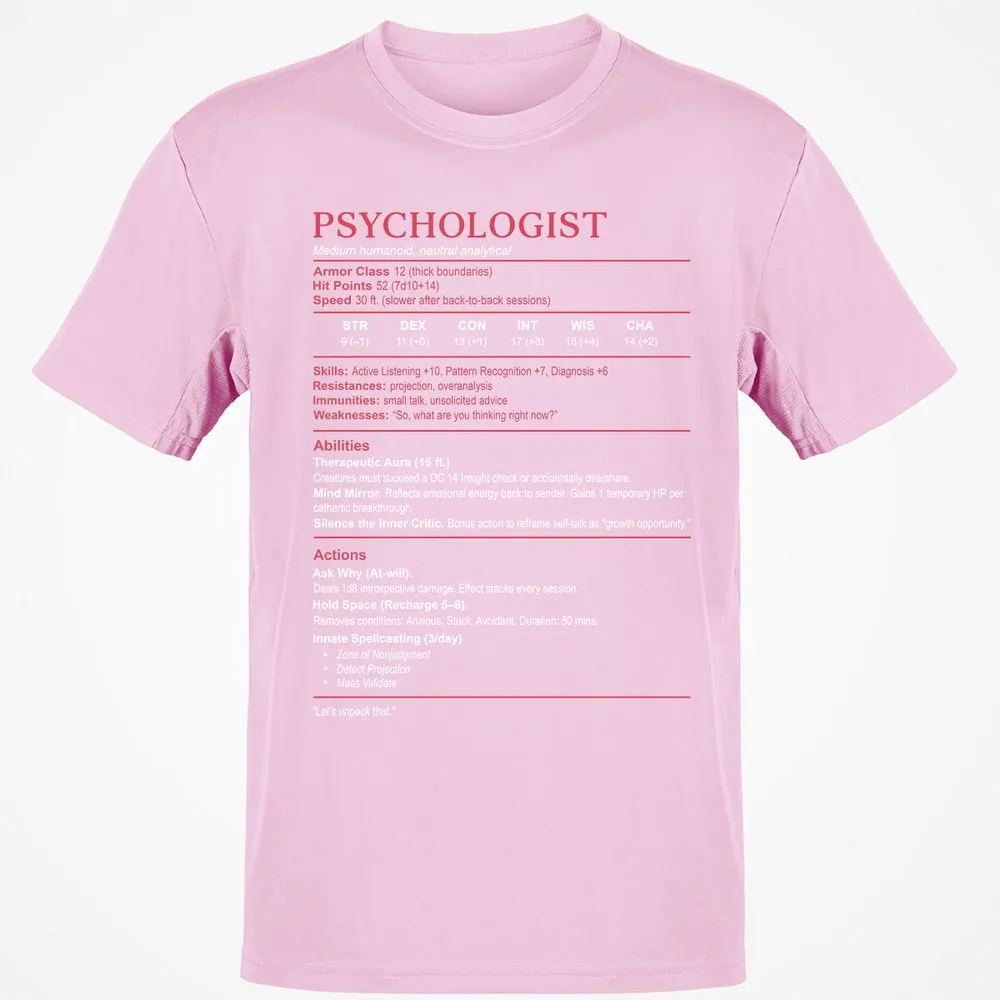 Psychologist Stats Classic Unisex T-Shirt - Light Pink - 5