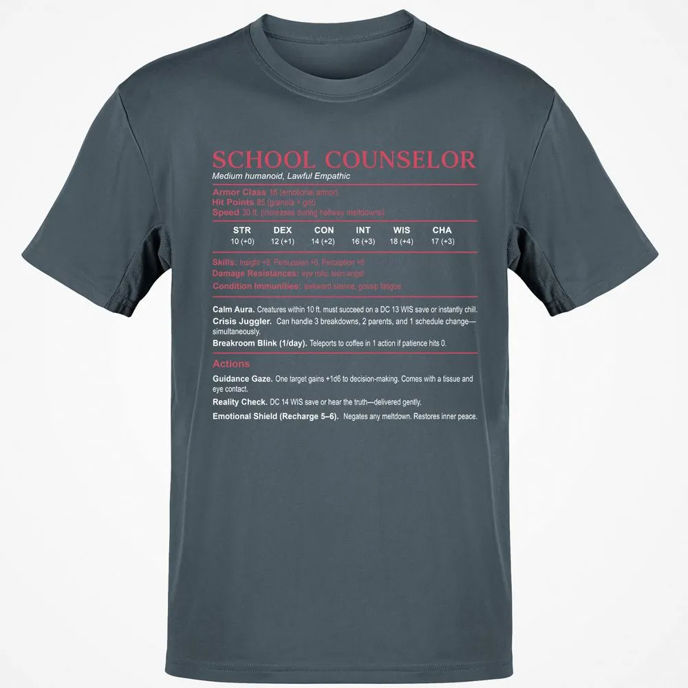 School Counselor Stats Classic Unisex T-Shirt - Charcoal - 3