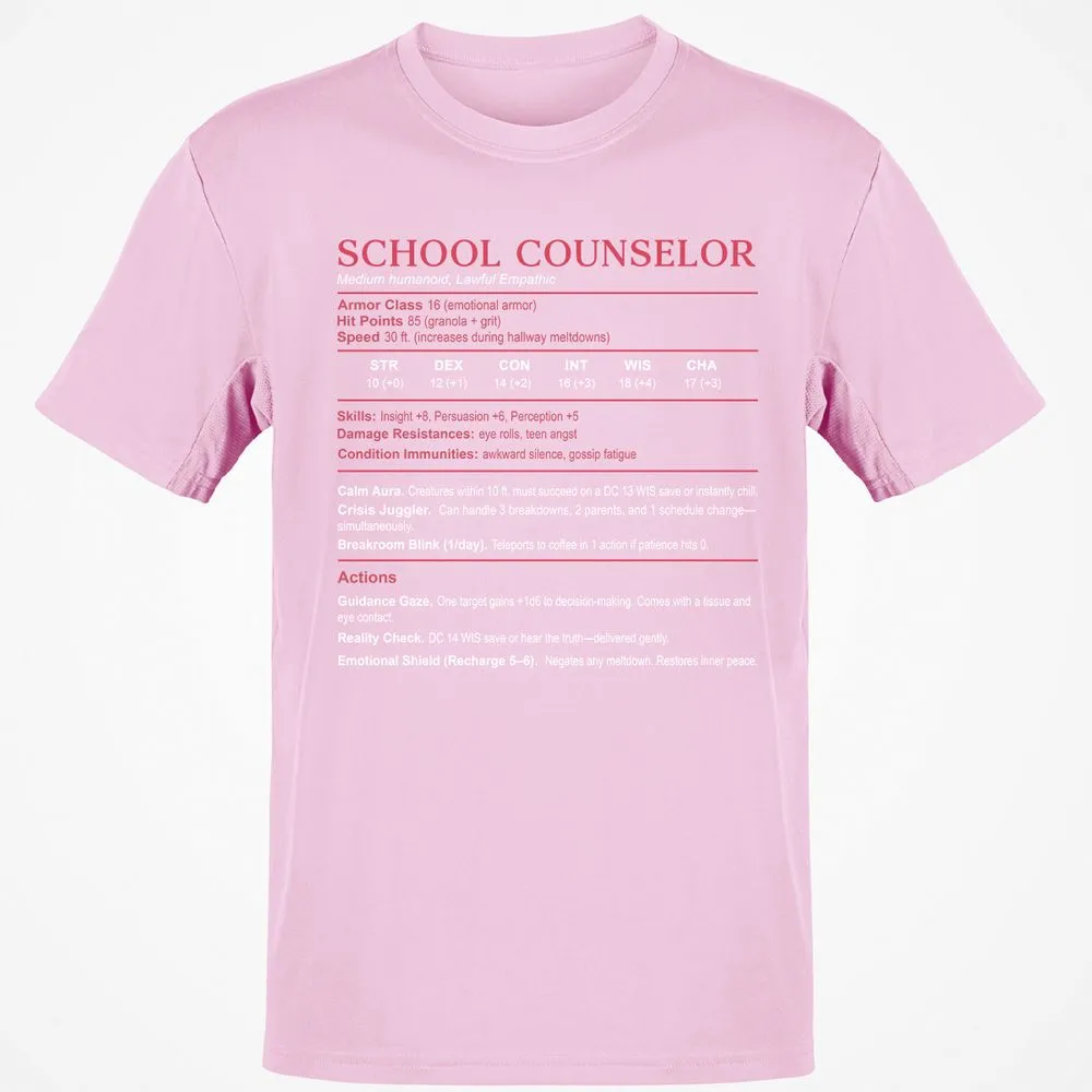 School Counselor Stats Classic Unisex T-Shirt - Light Pink - 5