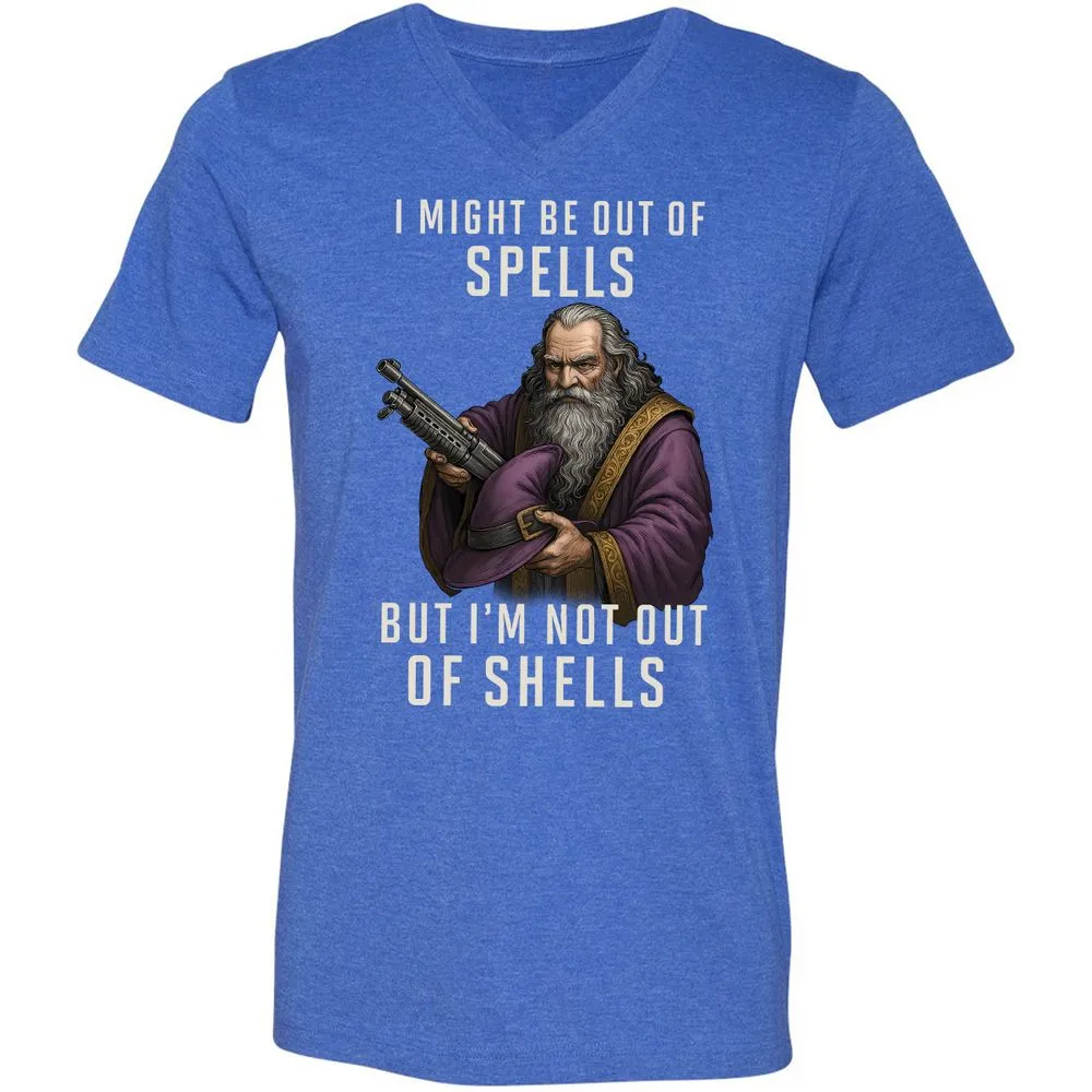 Not Out Of Shells Unisex V-Neck T-Shirt - Heather True Royal - 14