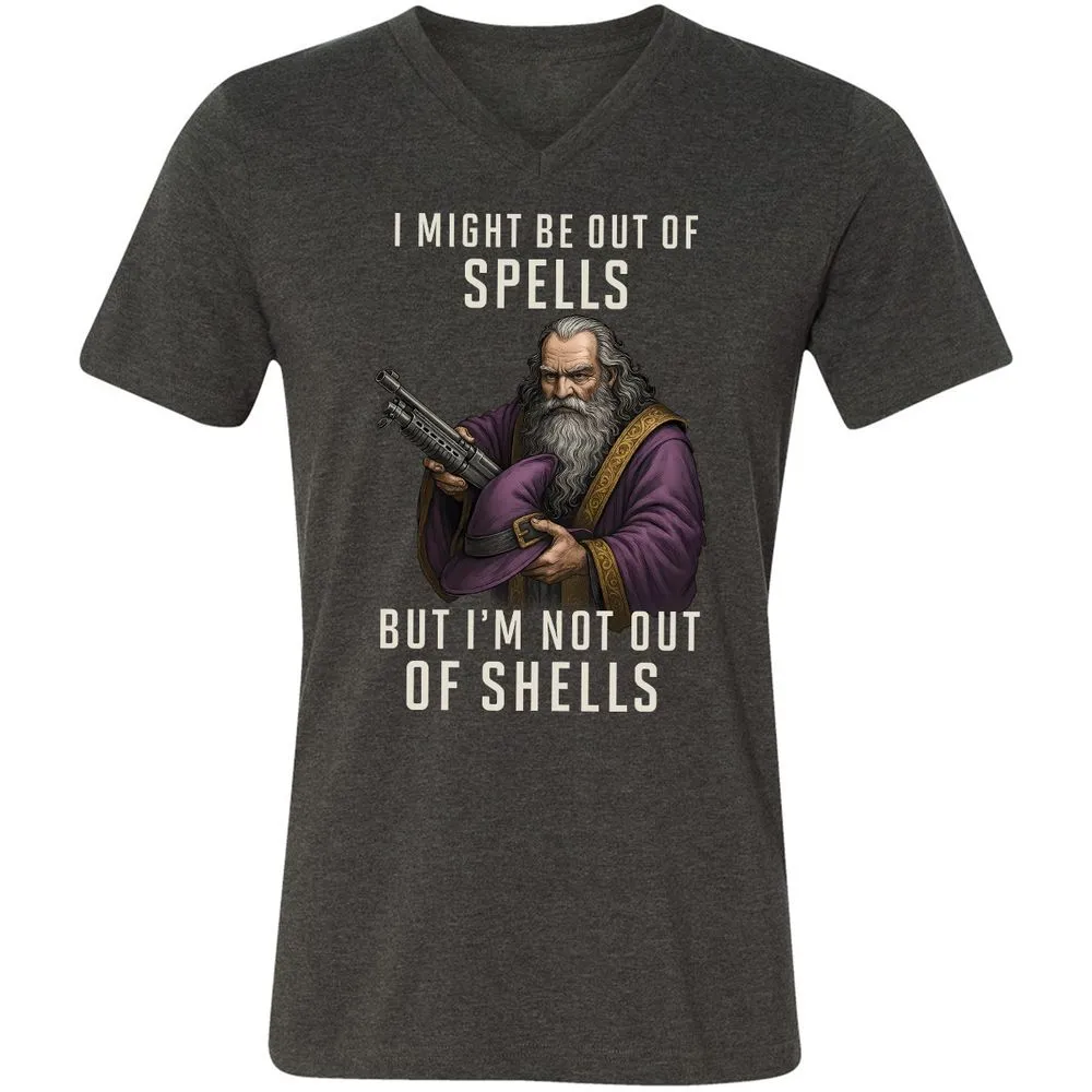 Not Out Of Shells Unisex V-Neck T-Shirt - Dark Grey Heather - 8