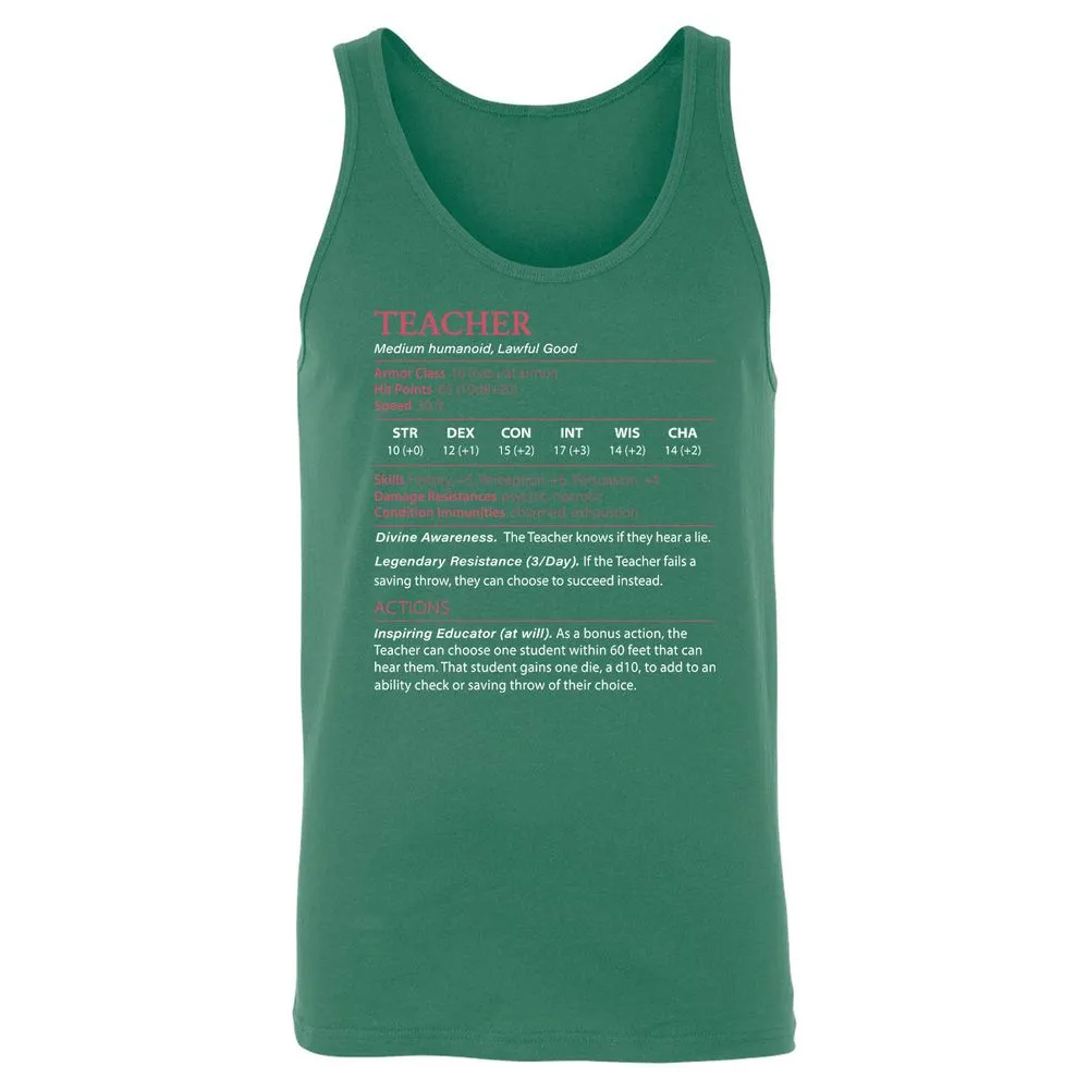 Teacher Unisex Jersey Tank - Kelly - 9