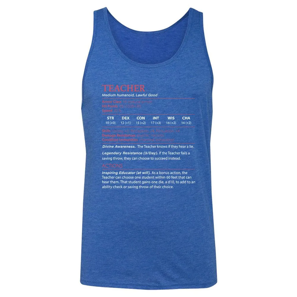 Teacher Unisex Jersey Tank - True Royal Triblend - 12