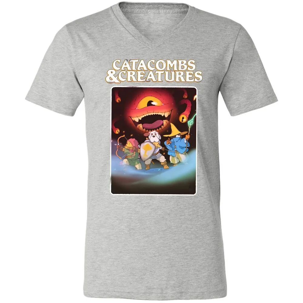 Catacombs & Creatures Unisex V-Neck T-Shirt - Athletic Heather - 7