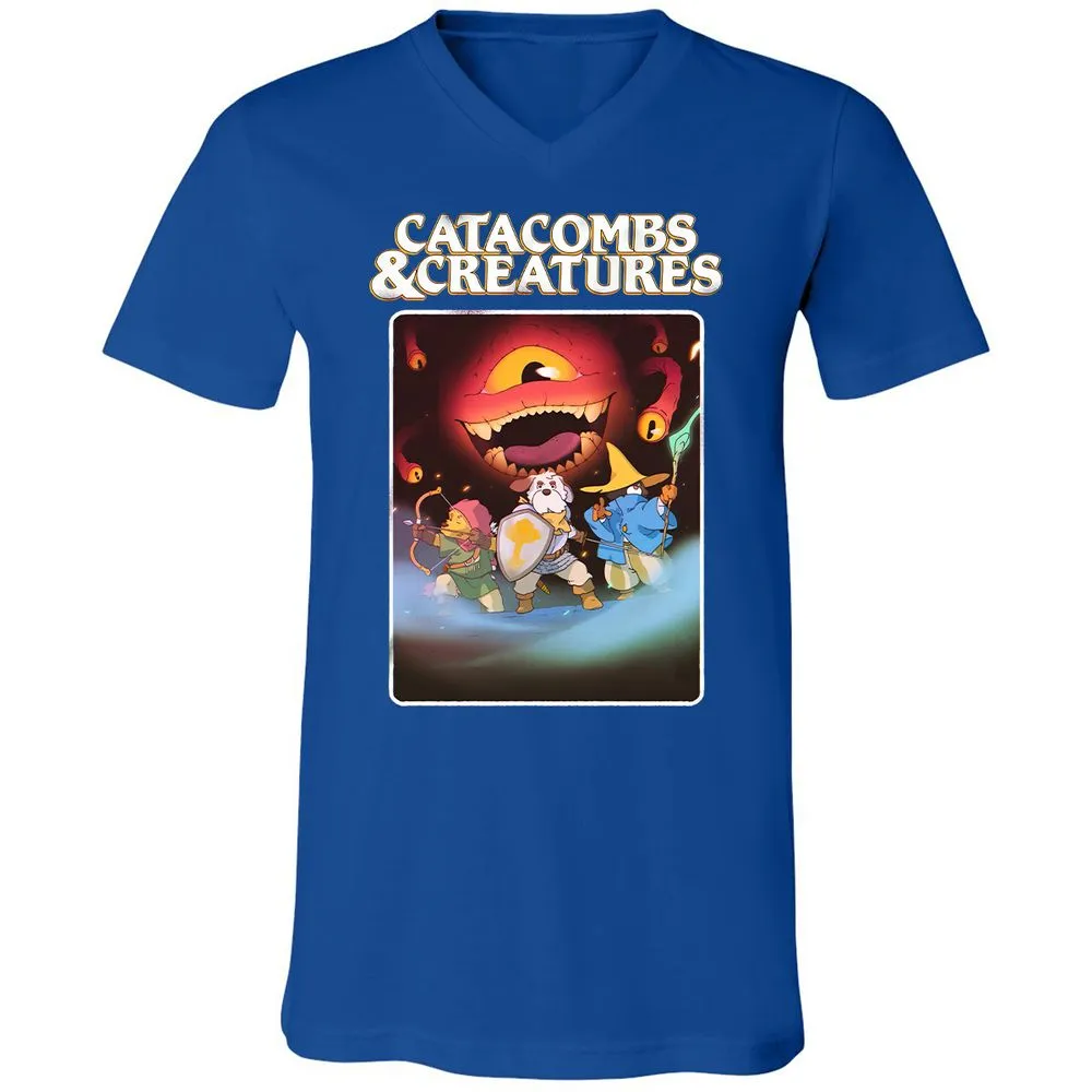 Catacombs & Creatures Unisex V-Neck T-Shirt - True Royal - 4
