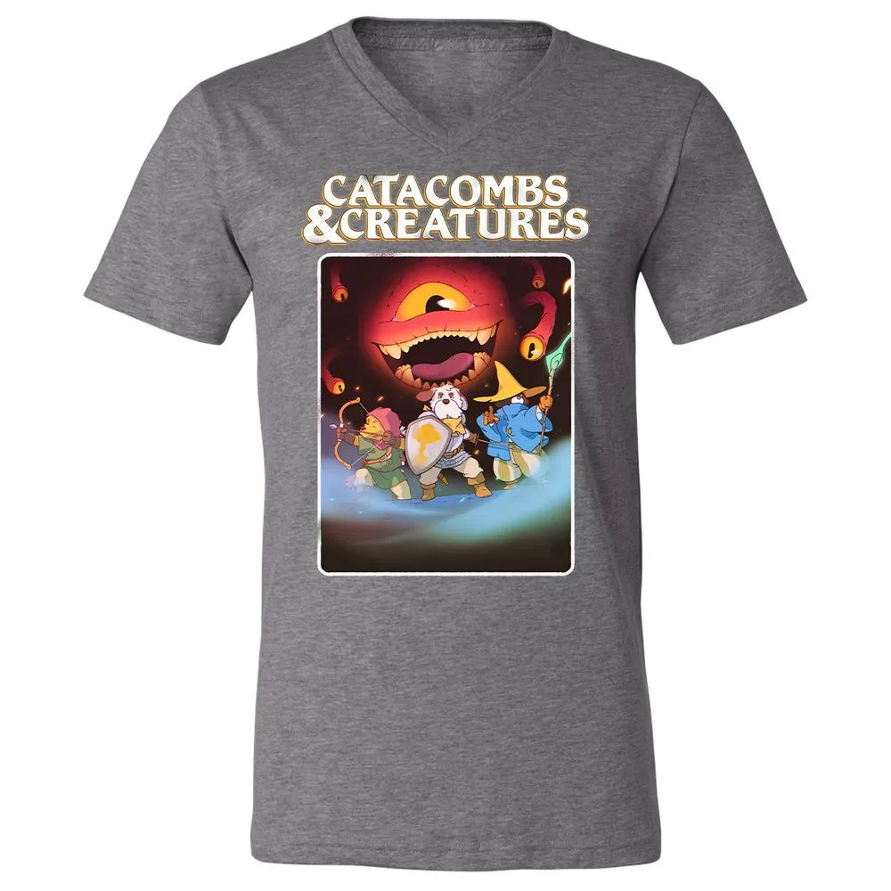 Catacombs & Creatures Unisex V-Neck T-Shirt - Deep Heather - 13