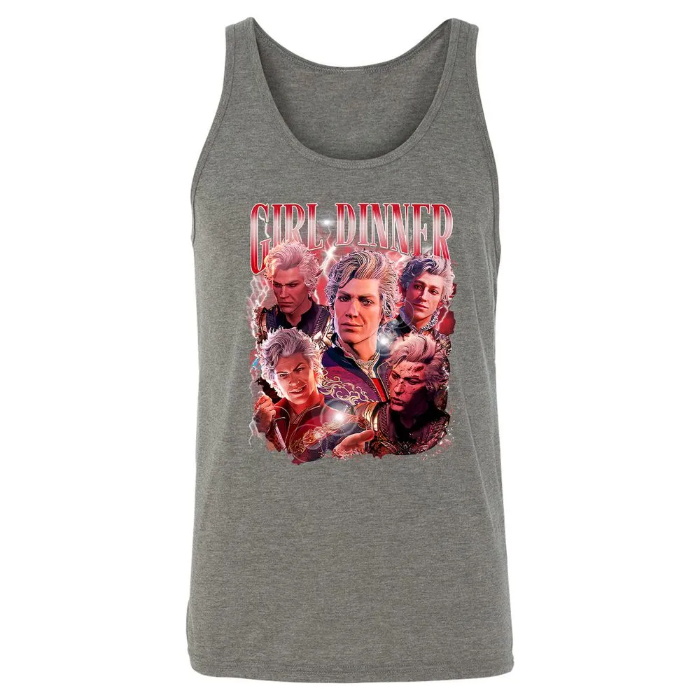 Astarion Girl Dinner Unisex Jersey Tank - Grey Triblend - 8