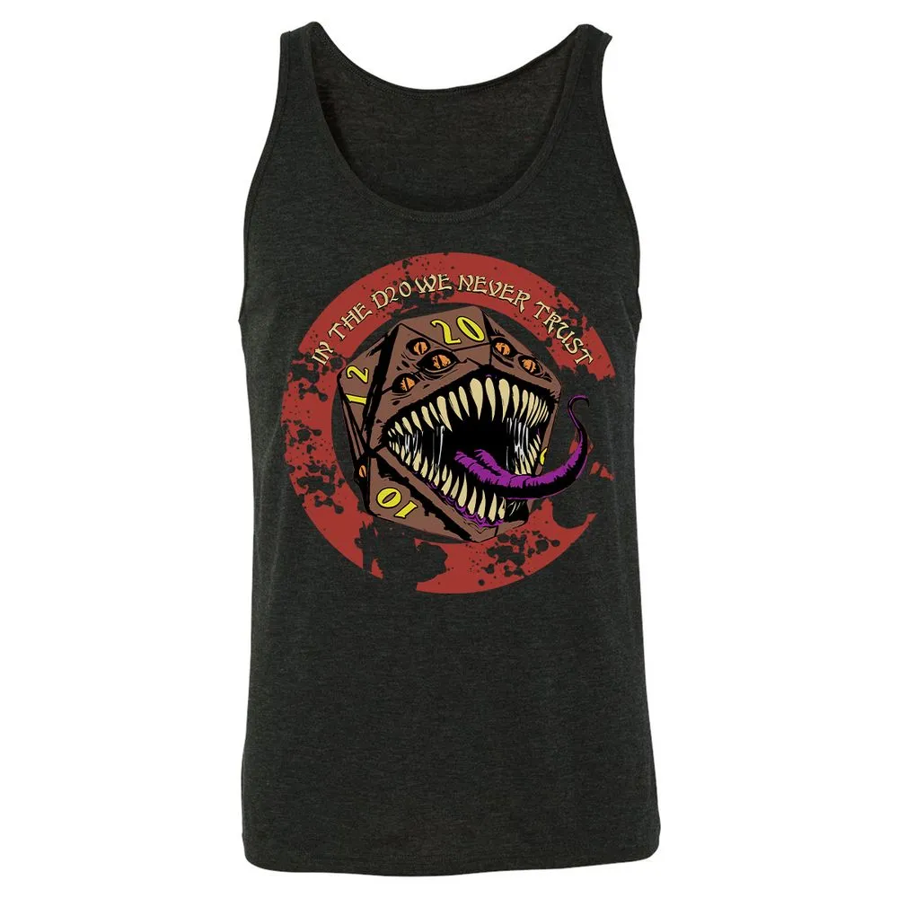 In The D20 We Never Trust Unisex Jersey Tank - Charcoal Black Triblend - 5