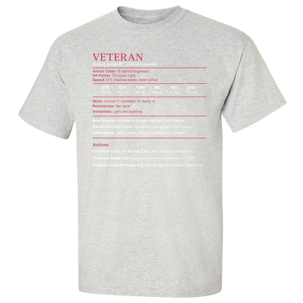 Veteran Stats Classic Unisex T-Shirt - Ash - 2