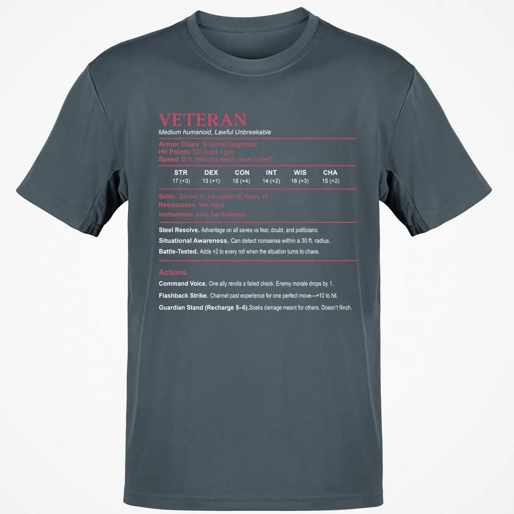 Veteran Stats Classic Unisex T-Shirt - Charcoal - 3