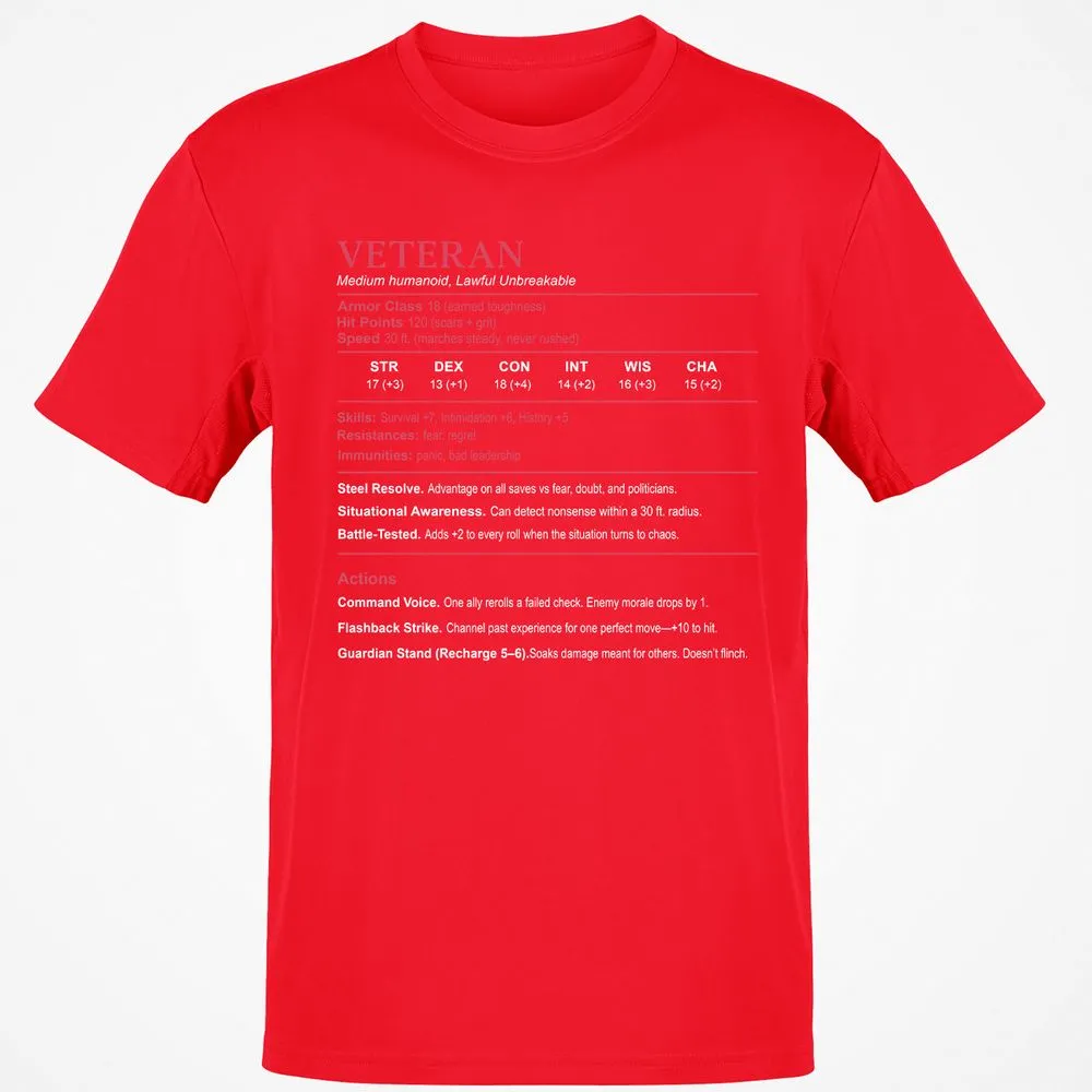 Veteran Stats Classic Unisex T-Shirt - Red - 10