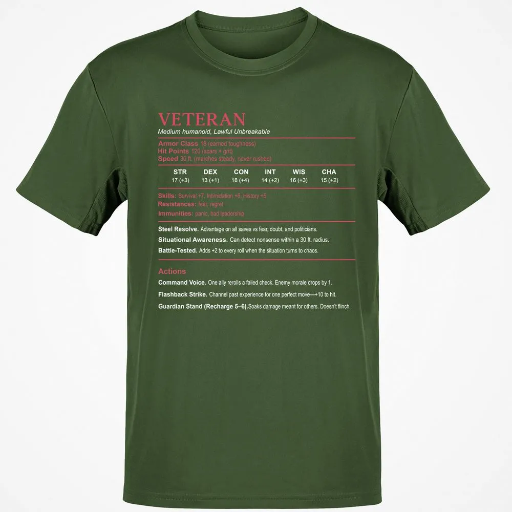 Veteran Stats Classic Unisex T-Shirt - Military Green - 6
