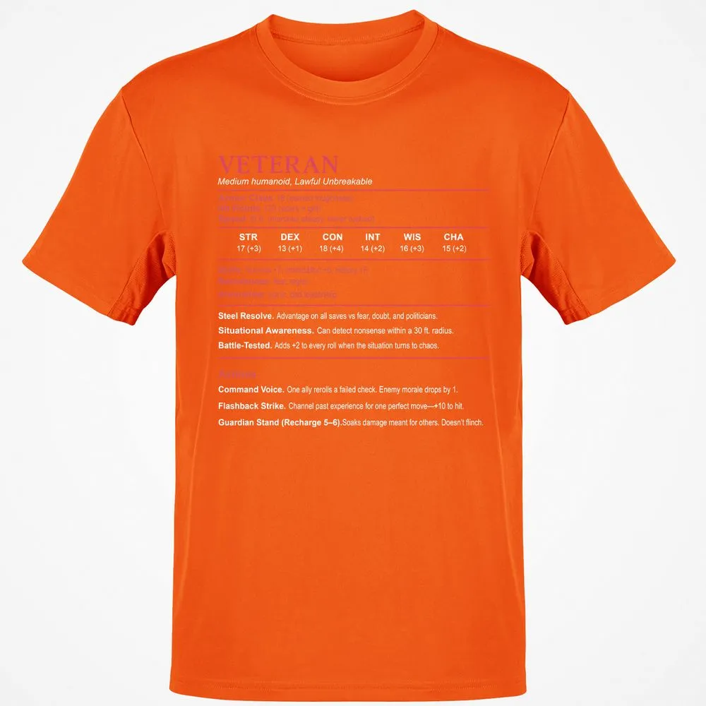 Veteran Stats Classic Unisex T-Shirt - Orange - 8