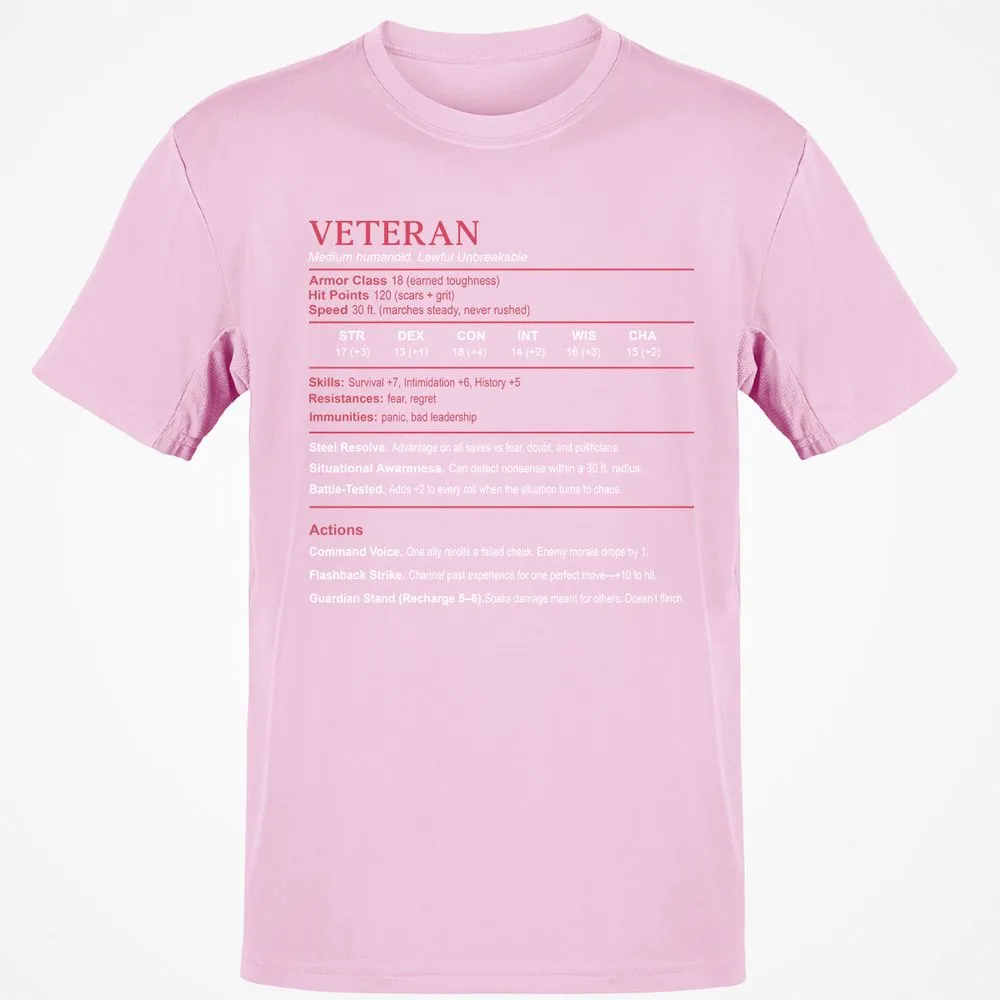 Veteran Stats Classic Unisex T-Shirt - Light Pink - 5