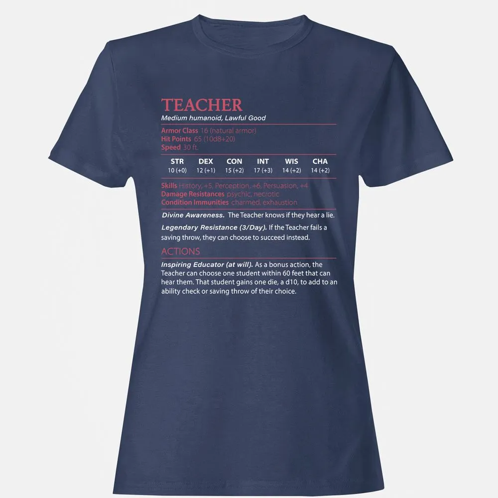Teacher Women's T-Shirt - Navy - 10