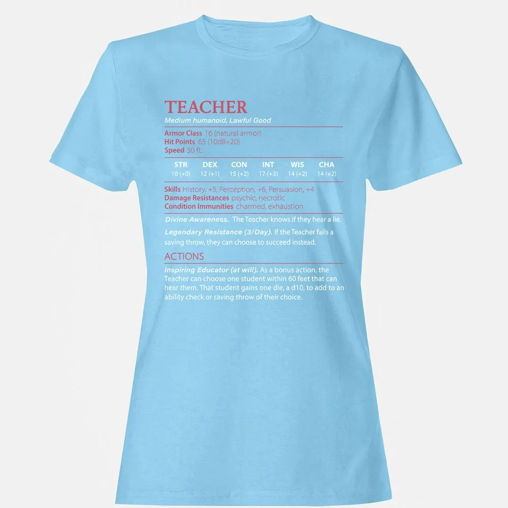 Teacher Women's T-Shirt - Light Blue - 8