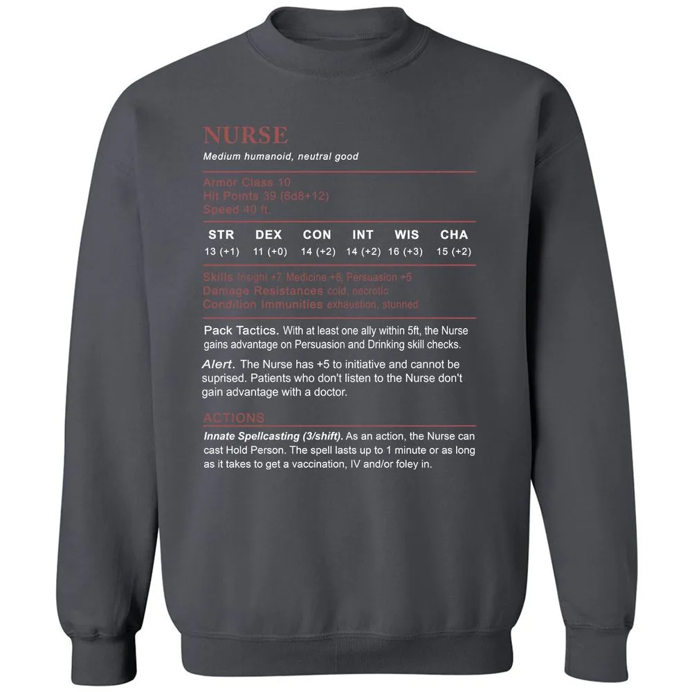 Nurse Stats 2 Classic Unisex Sweatshirt - Charcoal - 7