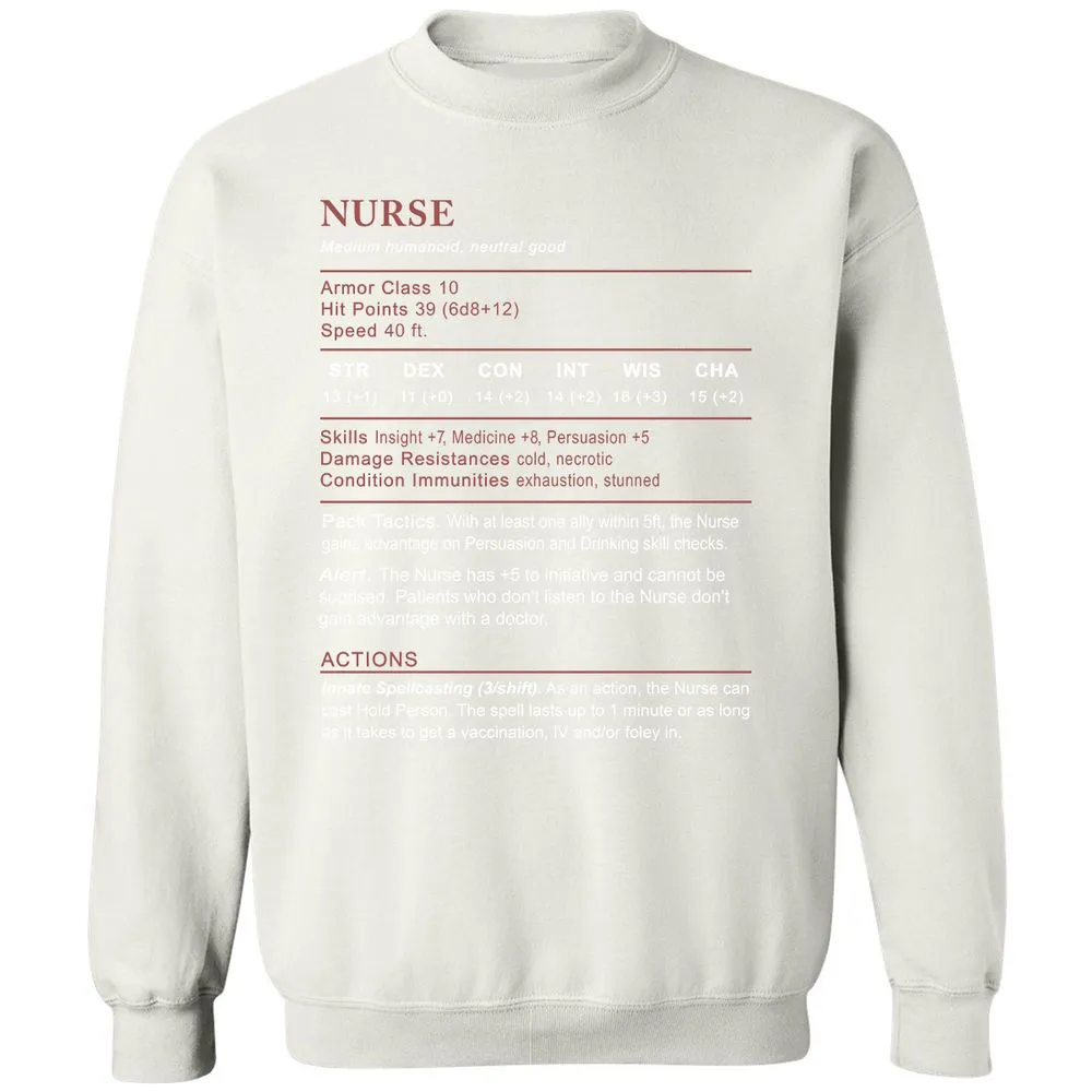 Nurse Stats 2 Classic Unisex Sweatshirt - White - 12