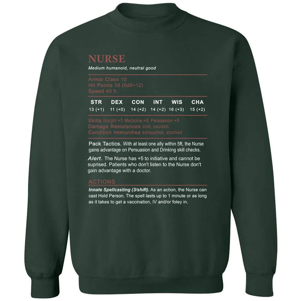 Nurse Stats 2 Classic Unisex Sweatshirt - Forest Green - 4