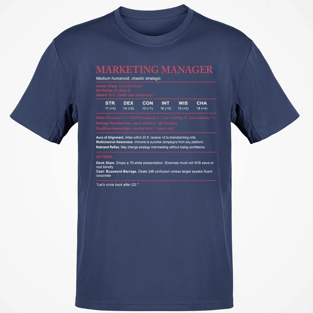 Marketing Manager Stats Classic Unisex T-Shirt - Navy - 7