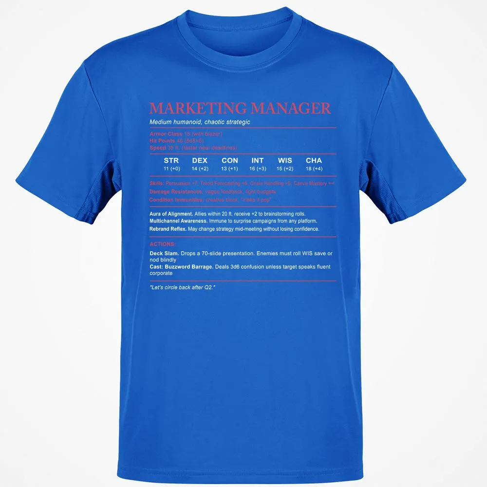 Marketing Manager Stats Classic Unisex T-Shirt - Royal - 11