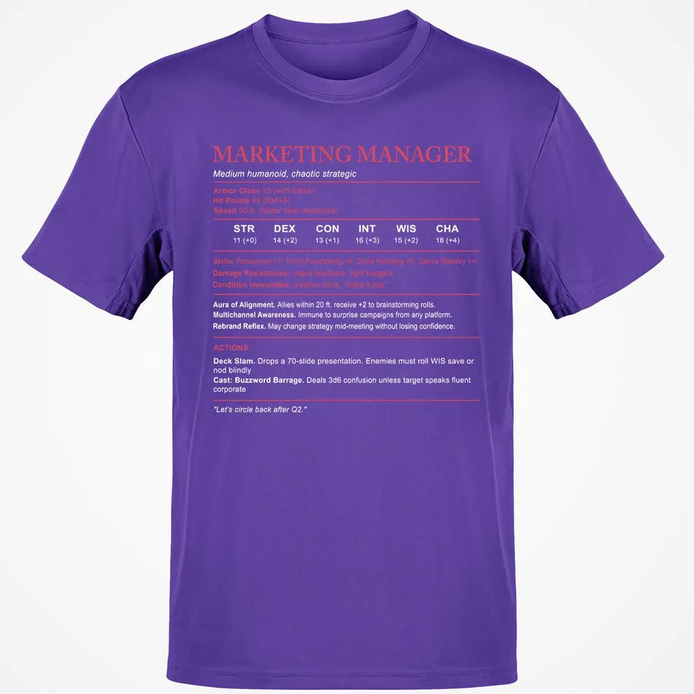 Marketing Manager Stats Classic Unisex T-Shirt - Purple - 9