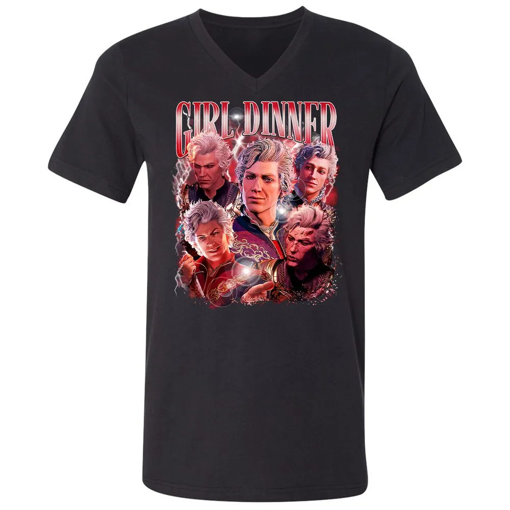Astarion Girl Dinner Unisex V-Neck T-Shirt - Black - 1