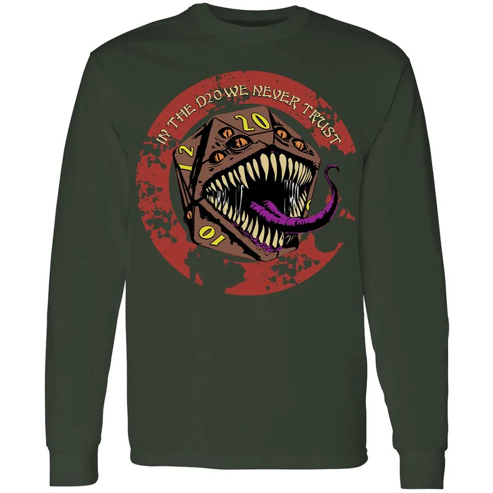 In The D20 We Never Trust Long Sleeve T-Shirt - Forest Green - 4