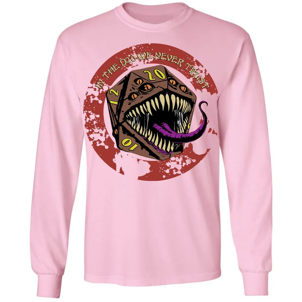 In The D20 We Never Trust Long Sleeve T-Shirt - Light Pink - 3