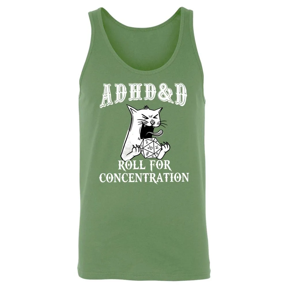 Cat ADHD&D Roll For Concentration Unisex Jersey Tank - Leaf - 10