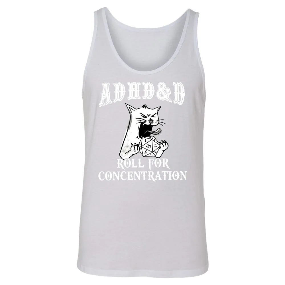 Cat ADHD&D Roll For Concentration Unisex Jersey Tank - White - 14