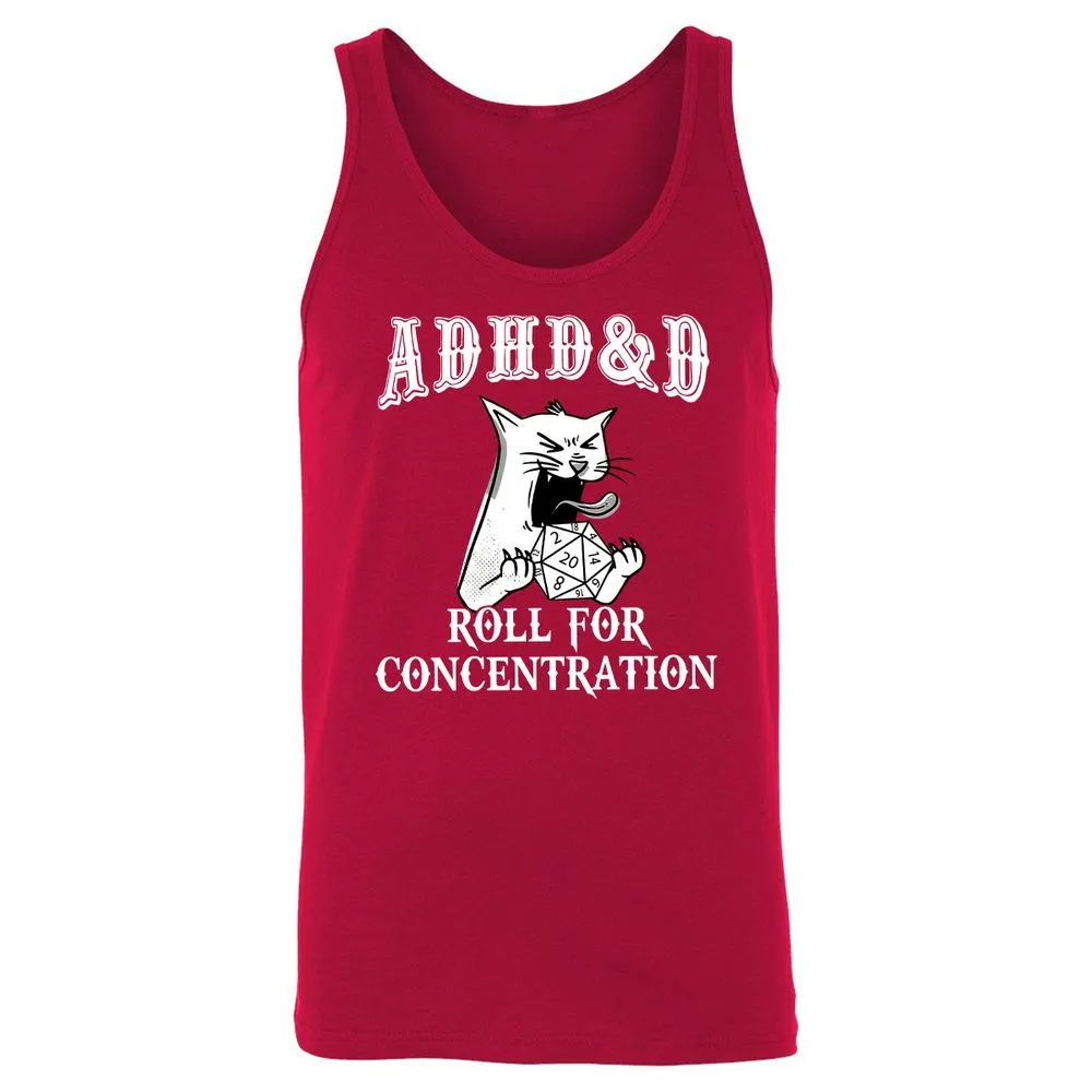 Cat ADHD&D Roll For Concentration Unisex Jersey Tank - Red - 11