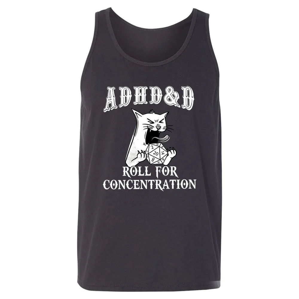 Cat ADHD&D Roll For Concentration Unisex Jersey Tank - Dark Grey - 7