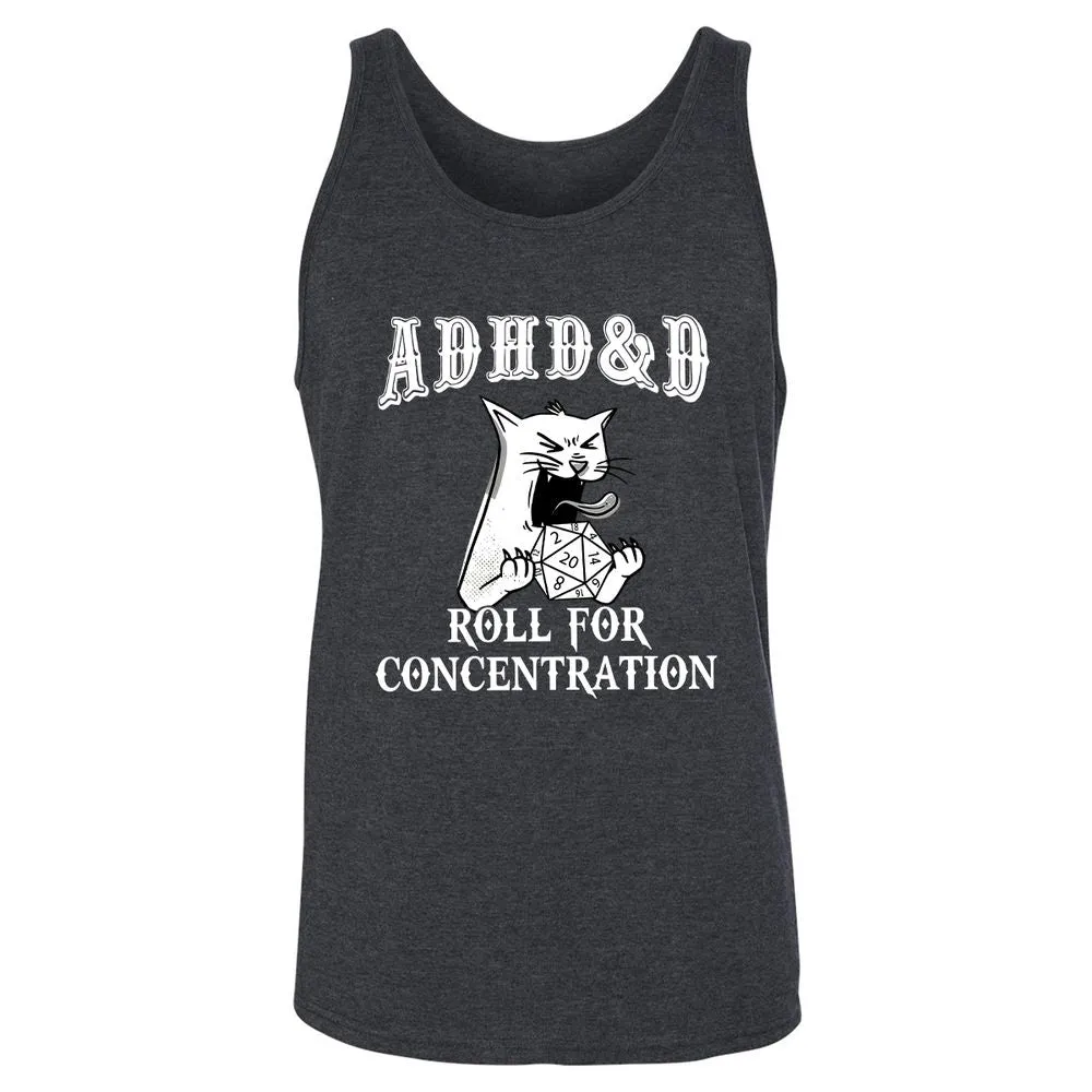 Cat ADHD&D Roll For Concentration Unisex Jersey Tank - Dark Grey Heather - 6