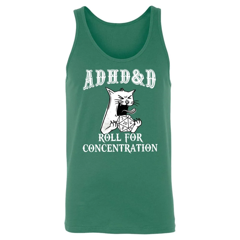 Cat ADHD&D Roll For Concentration Unisex Jersey Tank - Kelly - 9