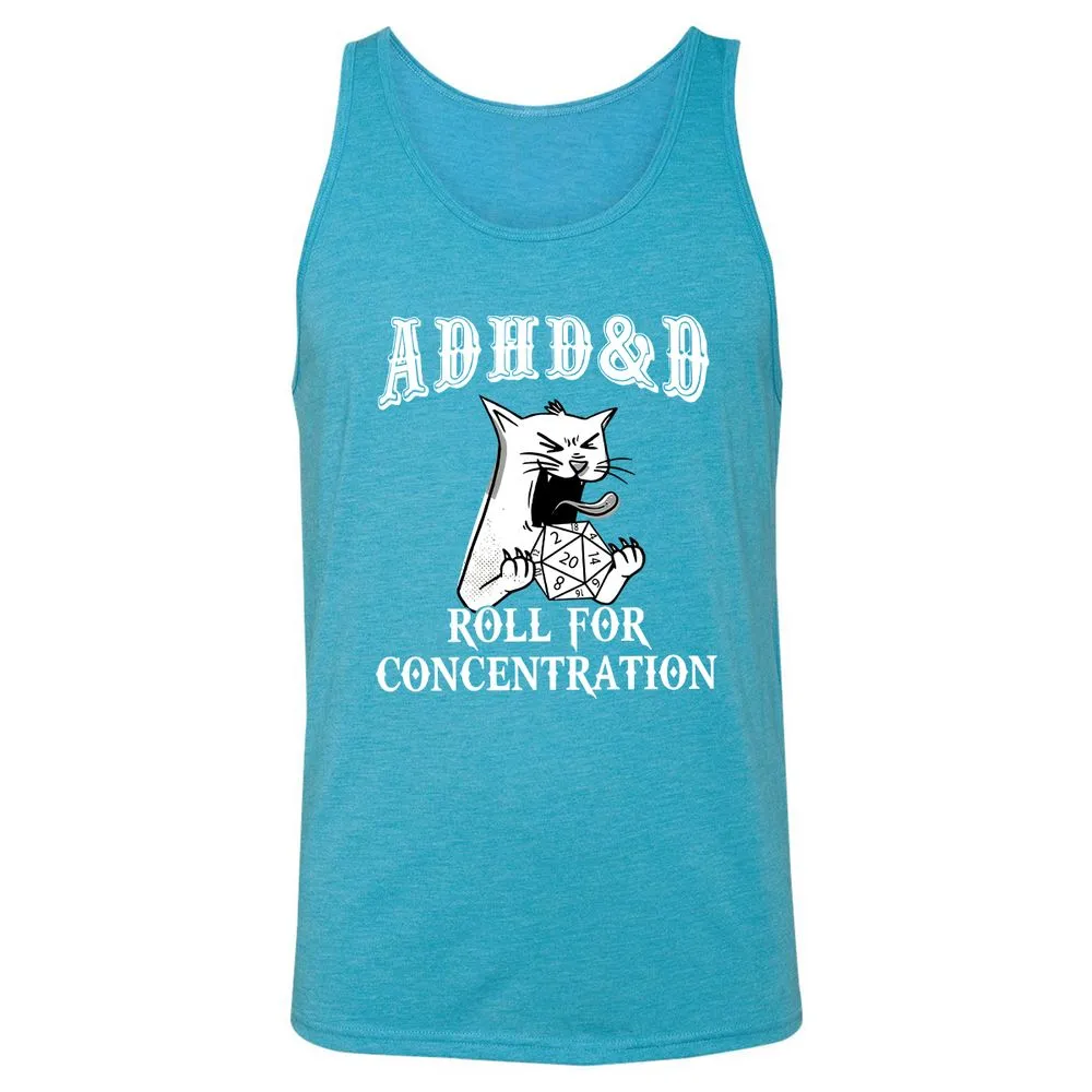 Cat ADHD&D Roll For Concentration Unisex Jersey Tank - Aqua Triblend - 3
