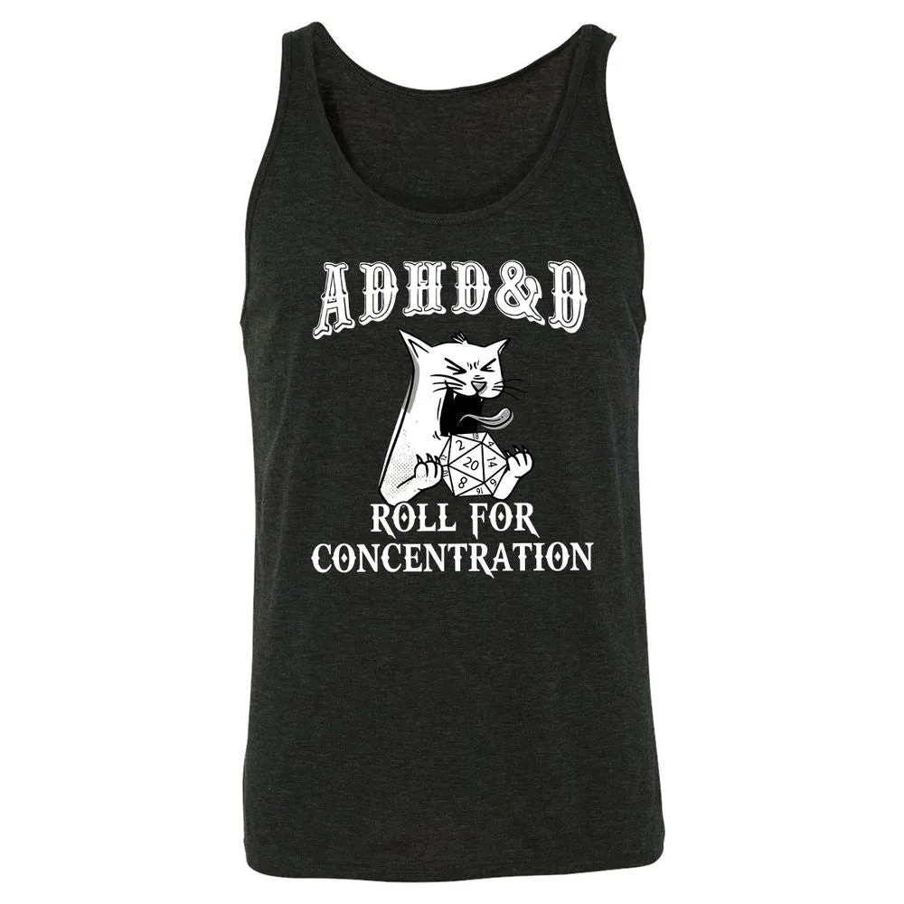 Cat ADHD&D Roll For Concentration Unisex Jersey Tank - Charcoal Black Triblend - 5