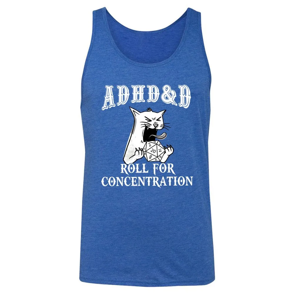 Cat ADHD&D Roll For Concentration Unisex Jersey Tank - True Royal Triblend - 12