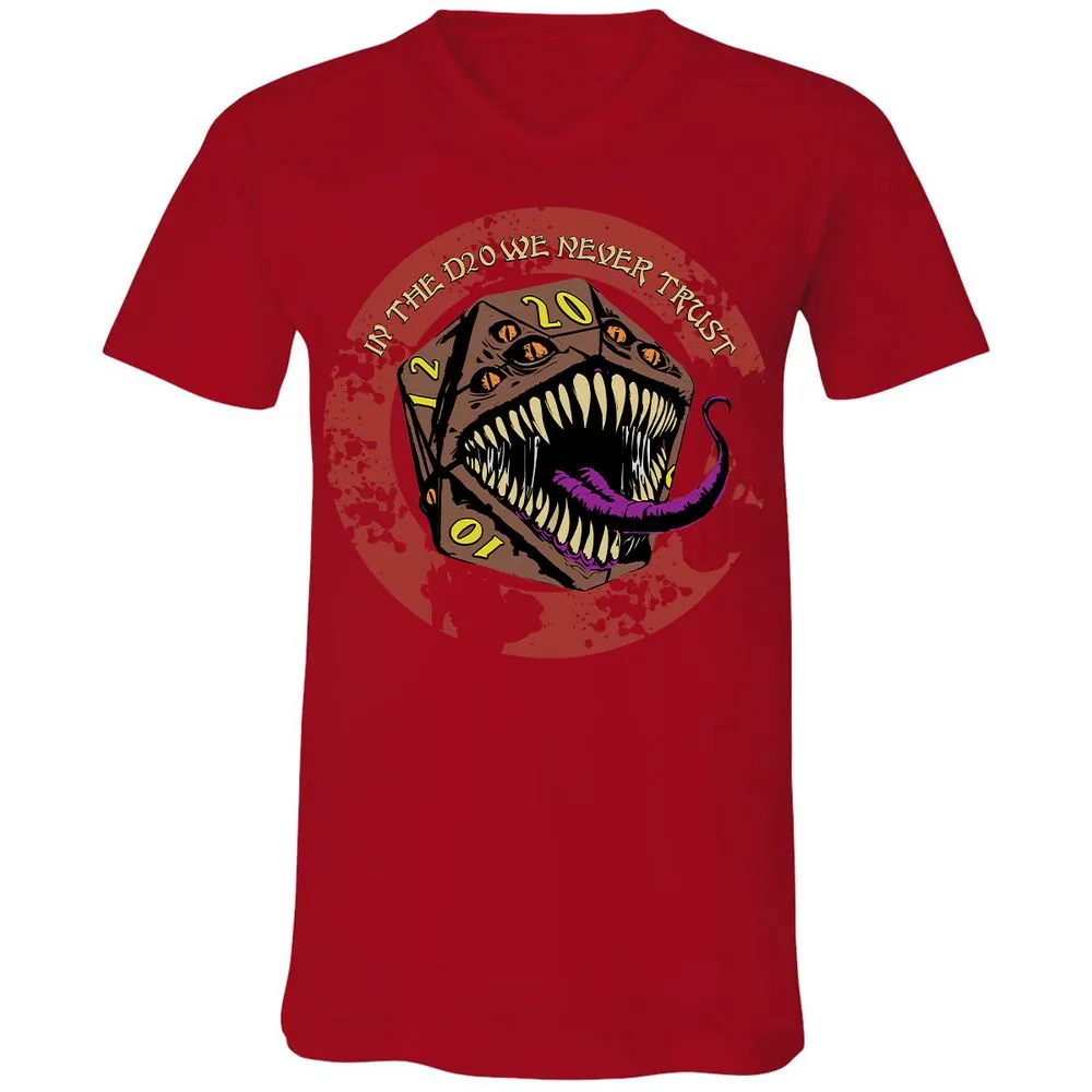 In The D20 We Never Trust Unisex V-Neck T-Shirt - Red - 3