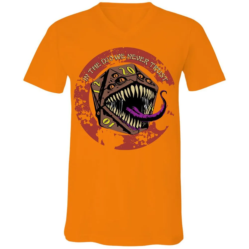 In The D20 We Never Trust Unisex V-Neck T-Shirt - Orange - 11